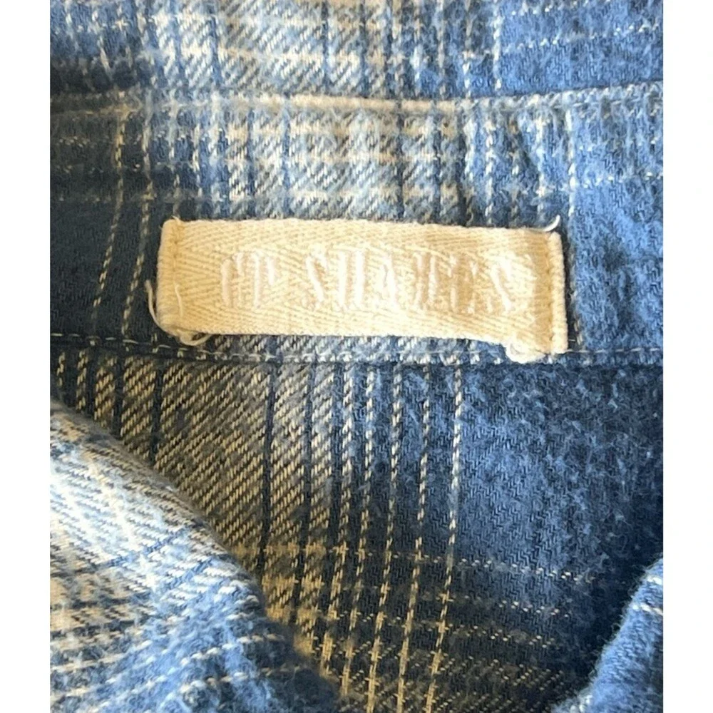 CP SHADES Blue/White Plaid Flannel Button Up Long Sleeve Cotton Shirt Men's Sz S - Picture 5 of 6